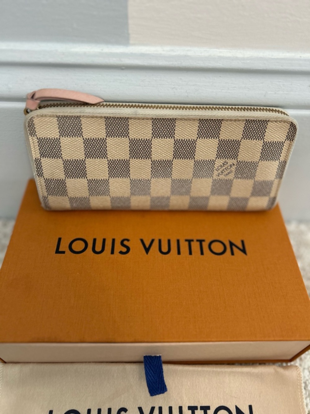 Louis Vuitton Clemence Damier Azur Wallet Rose Ballerine